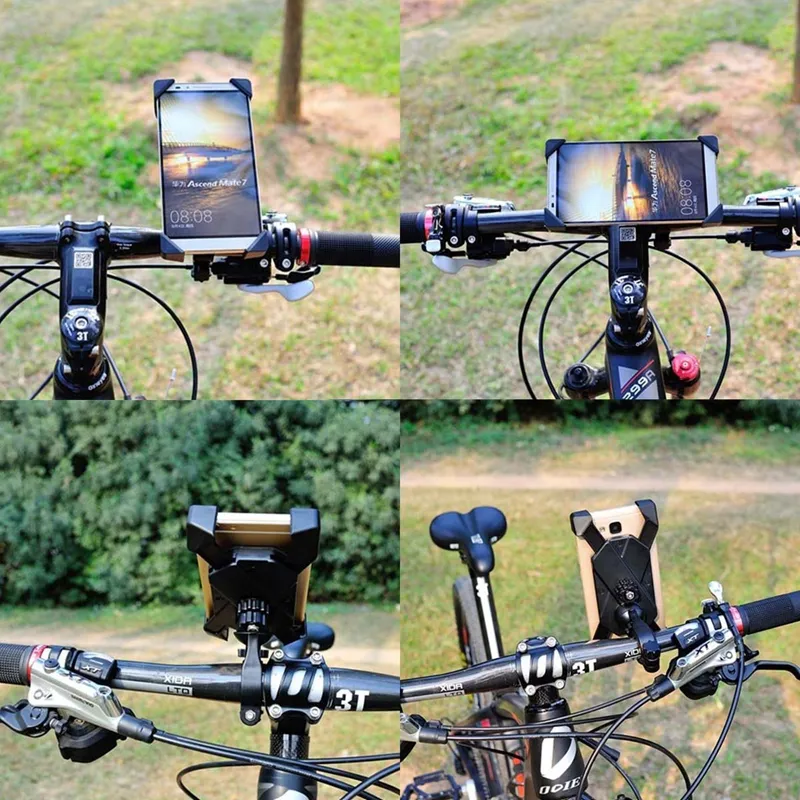 미끄럼 방지 유니버설 360 회전 자전거 자전거 전화 홀더 핸들 클립 스마트 모바일 핸드폰의 경우 마운트 브라켓 스탠드