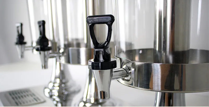 Drink dispensers met standaard roestvrijstalen spigot ijskamer plastic dubbele sap container dranken jar zilver goud 8L jug buffet-server