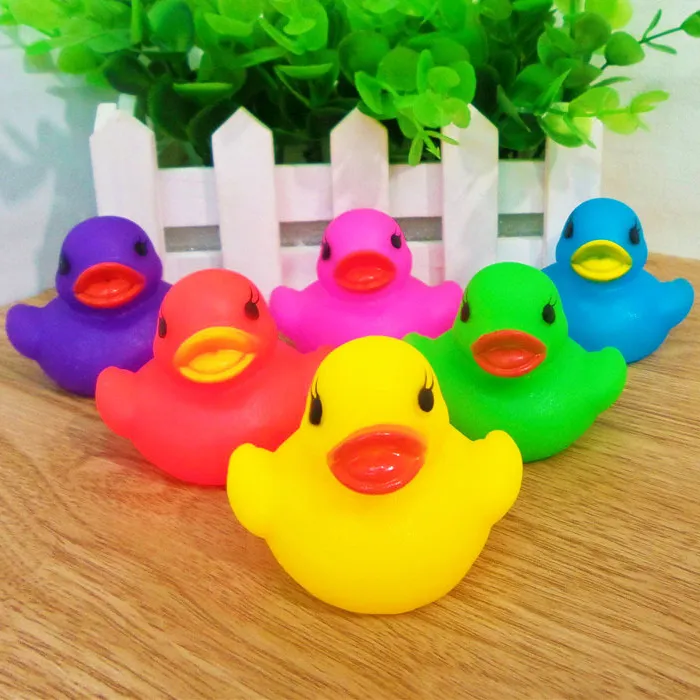 6 Colors Cute PVC Duck Baby Bath Water Toys Sounds Rubber Ducks Kids Bathing Swiming Beach Gifts Sand Play Water Fun Kids Toys