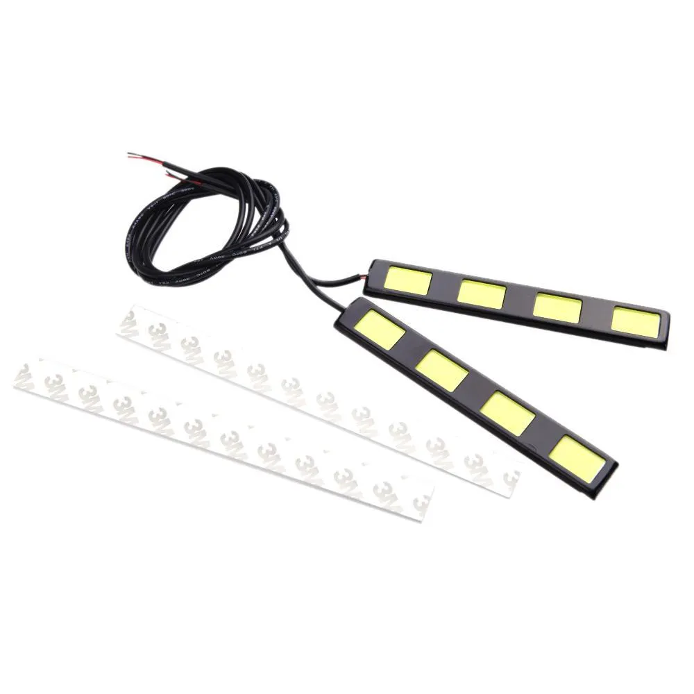 New 8W COB 4 LED Car Daytime Running Light LED COB Bar DRL Driving Lamp Bulbs White 12V 6000-6500K Fog Day Leds