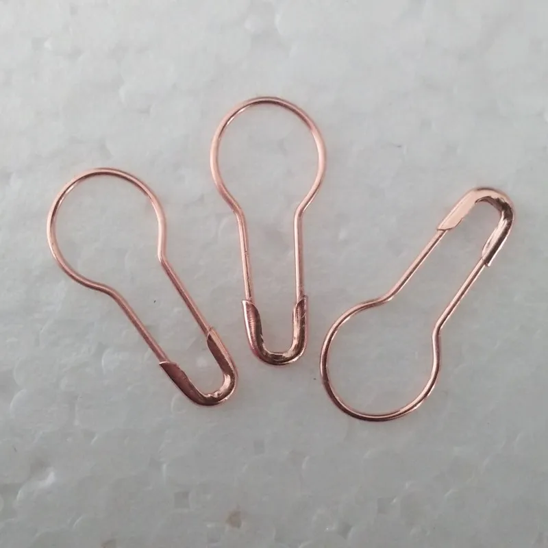 new arrive rose gold color pear shaped safety pin good for craft and stitch markers, hang tags