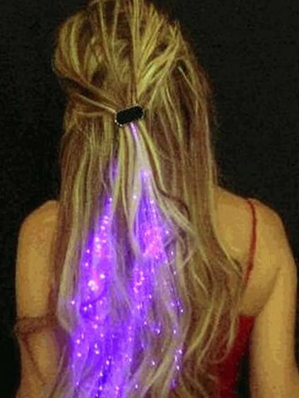 10pcs / lot Luminous Light Up LED Hair Extension Flash Braid Party girl Hair Glow par fibre optique Pour la fête de noël livraison gratuite