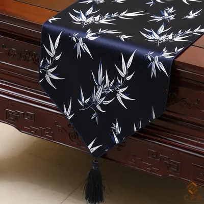 Wydłużony elegancki bambusowy stół biegacz luksusowy wysoki koniec chiński styl jedwabniczy brokat jadalnia stołowa tkanina moda proste stołowe maty 230x33 cm