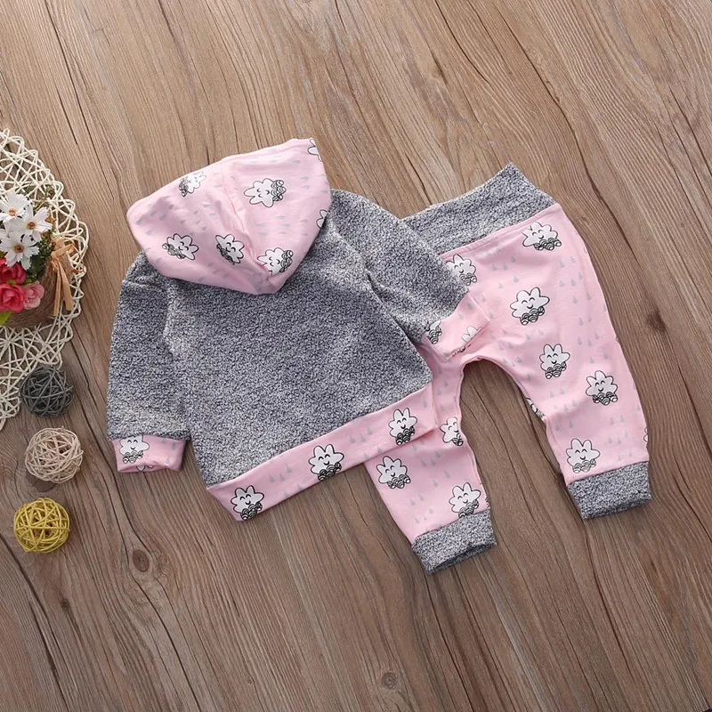 Meisjes boutique kleding baby meisje kleding set katoen lange mouwen t-shirt tops hoodie + broek 2 stks kinderen outfits set kinderkleding 0-24M