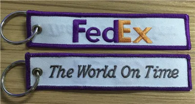 FedEx The World On Time Aviation Chaveiro Chaveiro Tecido Bordado Piloto Chaveiro 13 x 2.8cm lote