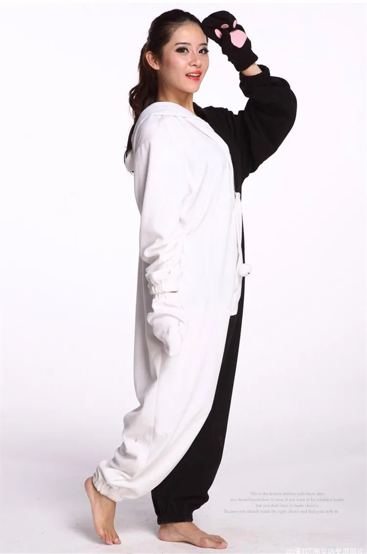 Halloween and Carnival Costume Adult Cosplay Danganronpa Monokuma Bear Kigurumi Onesies Pajamas Jumpsuit Hoodies Cosplay Clothing