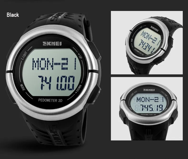 Skmei 1058 Moniteur de fréquence cardiaque montreyat de surveillance des montres LED sport pour les hommes 50m.