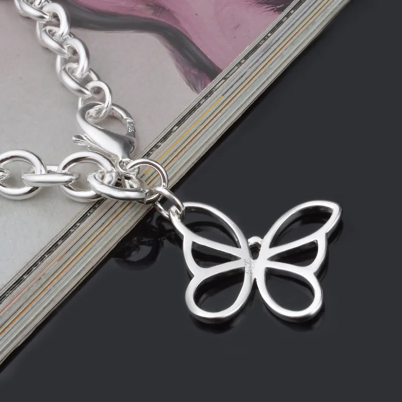 with tracking number fashion Top Sale 925 Silver Bracelet Hollow butterfly Bracelet Silver Jewelry cheap 1811