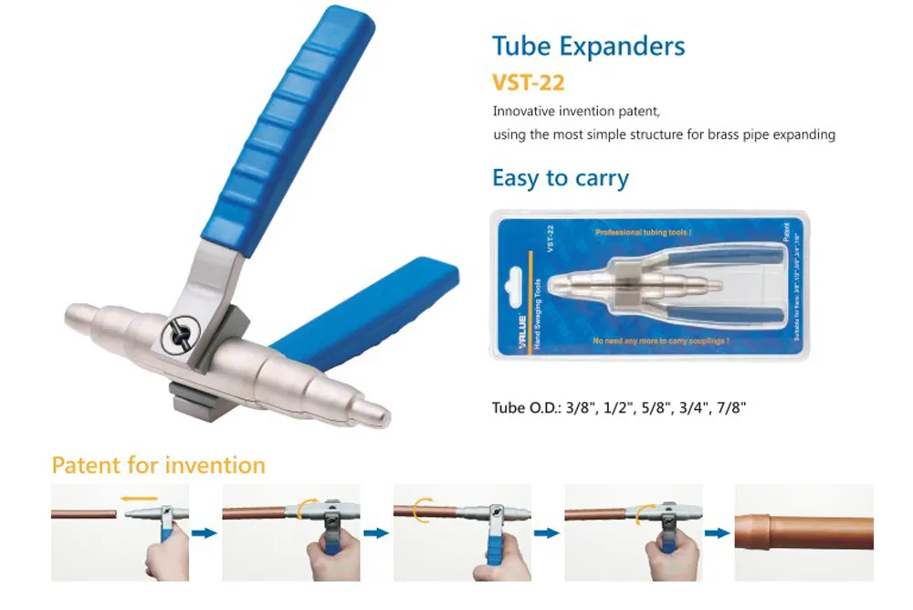 Extenseur manuel universel de tube de tuyau de cuivre mou de réfrigération d'outil à main