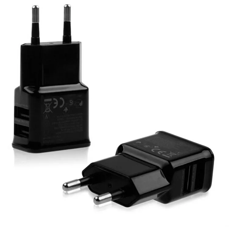 Cargador de pared de CA USB de dos puertos 5V 2A Adaptador de corriente de enchufe de la UE para teléfono inteligente universal con Android fabricado en China