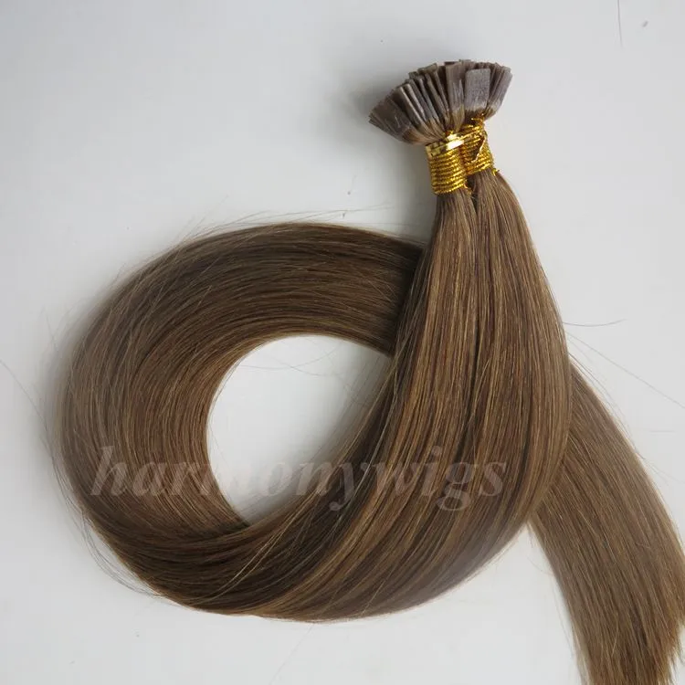 Płaska wskazówka Human Hair Extensions 50g 50strands 18 20 22 24 cali # 6 / Średni brąz Brazylijski Indian Prelegowane produkty do włosów