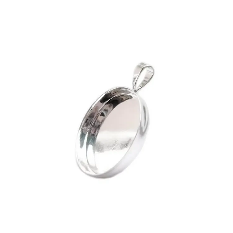 Beadsnice 925 sterling silver wisiorek tace mocowania cabochon nadające się do 25.4mm okrągły płaski powrót kamienie zdjęcie biżuteria wisiorek blanks ID 26727