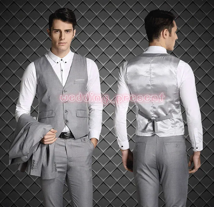 2015 Fashion Slim Fit Bräutigam Smoking Dunkelblau Nach Maß Groomsmen Best Man Männer Hochzeit Anzüge Prom Smoking Jacke + Pants + Weste + Tie + Taschentuch