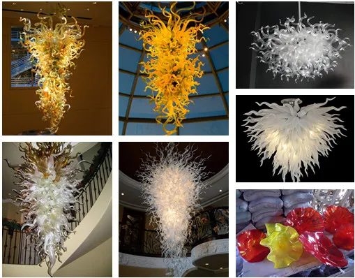 Lamps 100% Mouth Blown Borosilicate Murano Glass Chandeliers Pendant Lights Art Style LED Light Home Made Chandelier