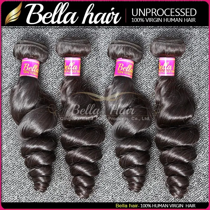 9A trame de cheveux brésiliens Remy vierge humaine couleur noire naturelle vague lâche Curl paquets vente au détail BellaHair