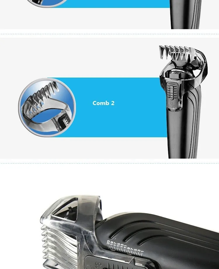 Kemei av högsta kvalitet Vattentät elektrisk man Grooming Kit Hair Clipper Trimer Shaver Beard Trimmer Nose Rechargeble Cutting Haircut 8461043