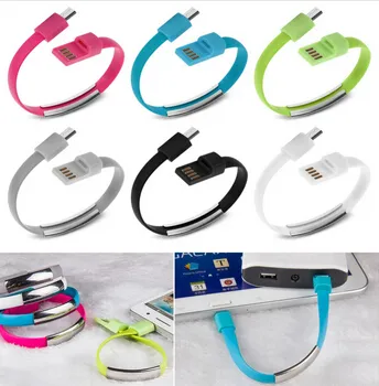 Portátil Pulseira Pulseira Sync Cable carregamento Micro USB Cabos linha do carregador de dados Para Samsung Galaxy S6 S4 S3 Nota 4 2 HTC Huawei Xiaomi