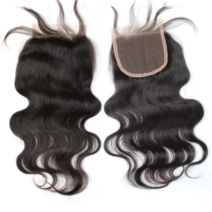 100% Brazilian Human Virgin Hair Free Part 4x4 Top Closure Body Wave Natural Color Bella Hair