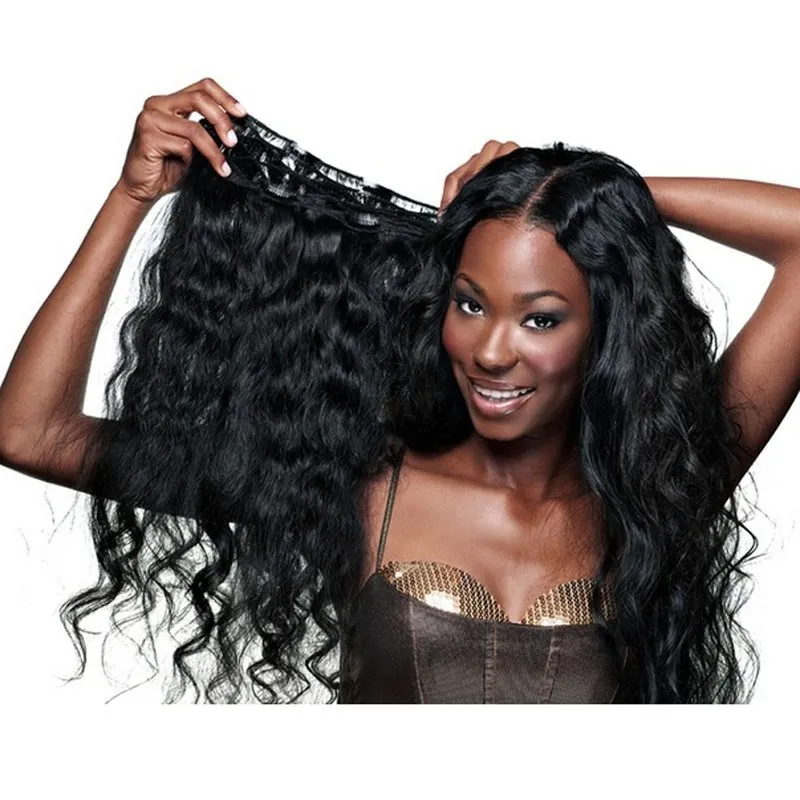 Brazilian Body Wave Clip In Human Hair Extensions: 120g 