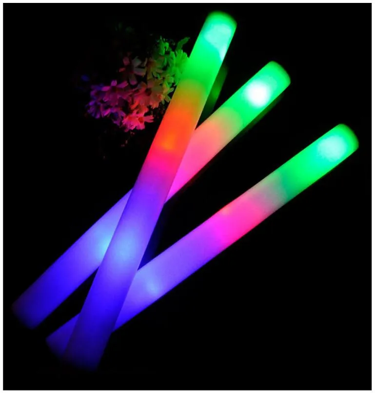 LED Foam Stick Colorful Flashing Batons 48cm Red Green Blue Light-Up Stick Festival Party Decoration Concert Prop Bar