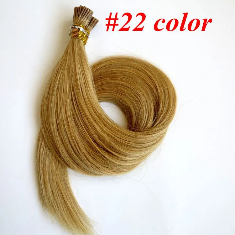 Förbundna i Tip Brasilianska Human Hair Extensions 100g 100strands 18 20 22 24 tum raka indiska hårprodukter Fler färger2641450