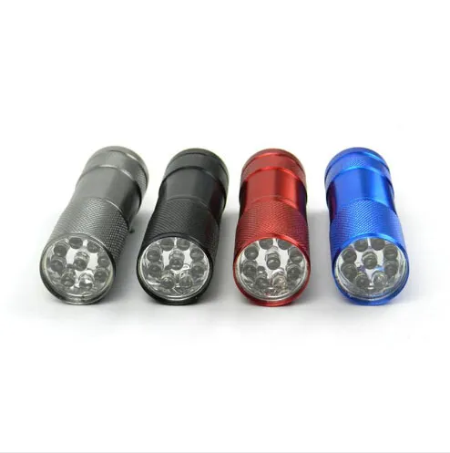 9 LED Mini-Taschenlampe, 4 Farben, Mini-LED-Taschenlampe, 300 lm, UV-LED, Camping-Taschenlampe, wasserdichte Taschenlampen, Lampe, batteriebetriebene Taschenlampen