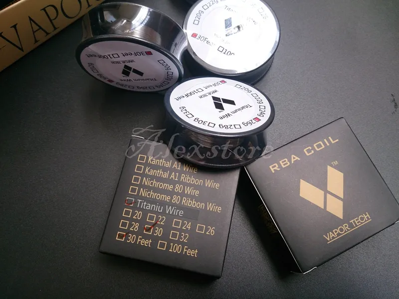 Vaportech Ti Wire Titanium Oporność na drut 30 stóp AWG 26G 28G 30G Cewka miernika dla temperatury TC Box Mod RBA RDA