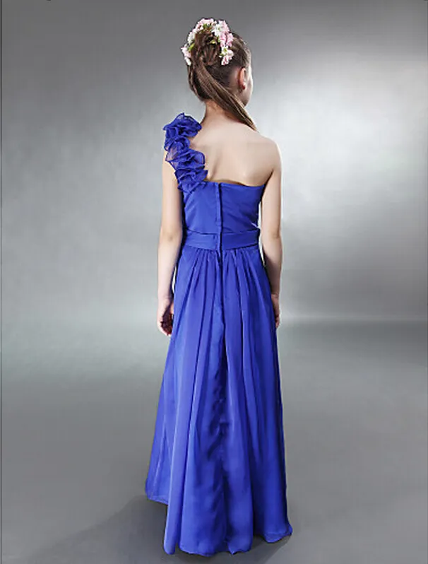 Junior Bridesmaid Dress Floor-Length One-Shoulder Sleeveless Chiffon Royal  Blue from Dhgate Junior Bridesmaid Dresses - price 45.99