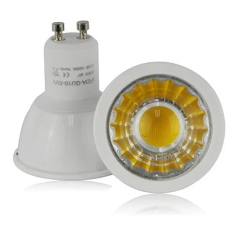 GU10 6W COB LED الأضواء عكس الضوء AC110-240V البلاستيك الألومنيوم منزل بقعة الأضواء الباردة / الدافئة مصباح أبيض شحن مجاني / الكثير LVD UL VDE