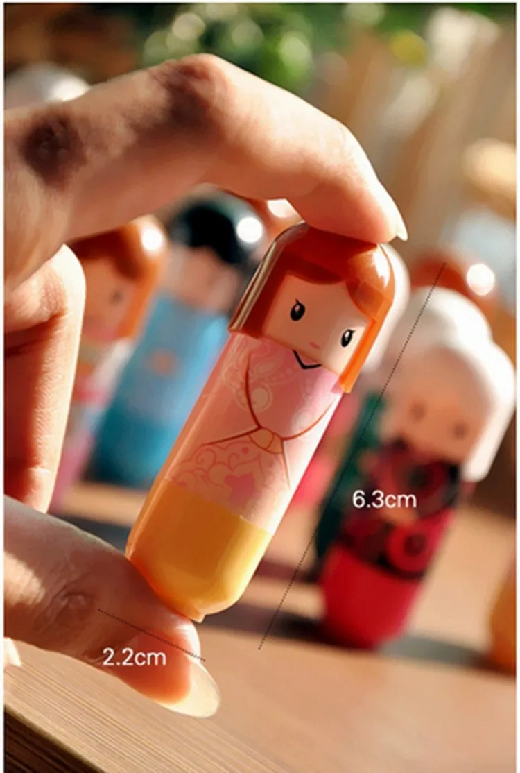 New Lovely Lip Balm Lipstick Cute Cartoon Lip Balm Kimono Doll Flavor Lip Balm Nourishing Moisturizing DHL Free
