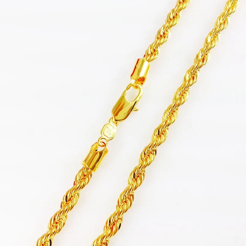 width 7mm length 60cm men 24k gold plated Hemp flowersnecklace, Domineering chain for 2016 jewelry bijouterie statement collier