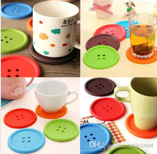 500pcs Silicone Button Coasters Cup Coaster Table Tea Mug Cushion placemat Cup Coaster Mat Pad Drinks holders 5 colors