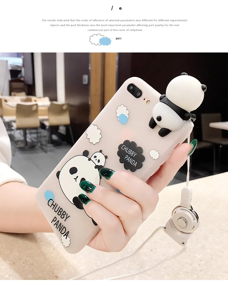 Ny 3D Soft Cute Panda Phone Case för iPhone X Case 8 7 6s 6 Plus Lovely Cartoon Silikon Cover för iPhone 6 6s 7 8 Plus Telefonväska