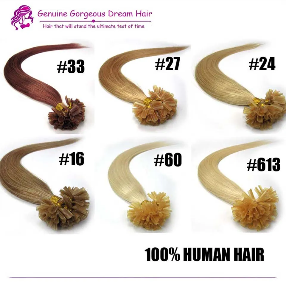 EVET Malaysian Human Hair Extensions Nail U Tip Extensions Straight #613 7A Grade 50g Unprocessed Hair Promotion