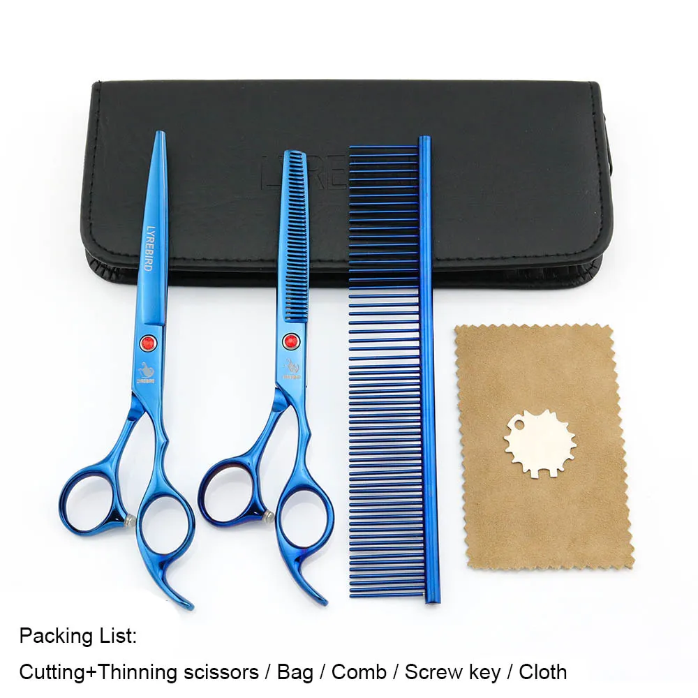 Hair scissors 7 INCH Cutting scissors Thinning shears 6.5 INCH LYREBIRD Blue Dog Grooming scissors NEW