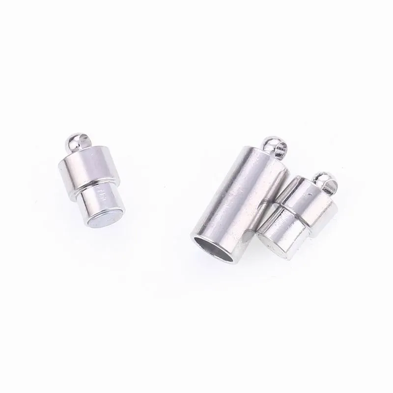 6*21.5mm hole 2mm Strong Magnetic Clasps Fit Leather Cord Bracelets Rhodium Color magnet buckles Connectors For Jewelry Making