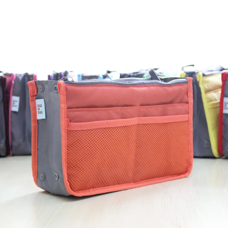 Ny försäljning make up arrangör väska kvinnor män casual resväska multi funktionell kosmetisk väska förvaring väska i väska handväska 12 färger