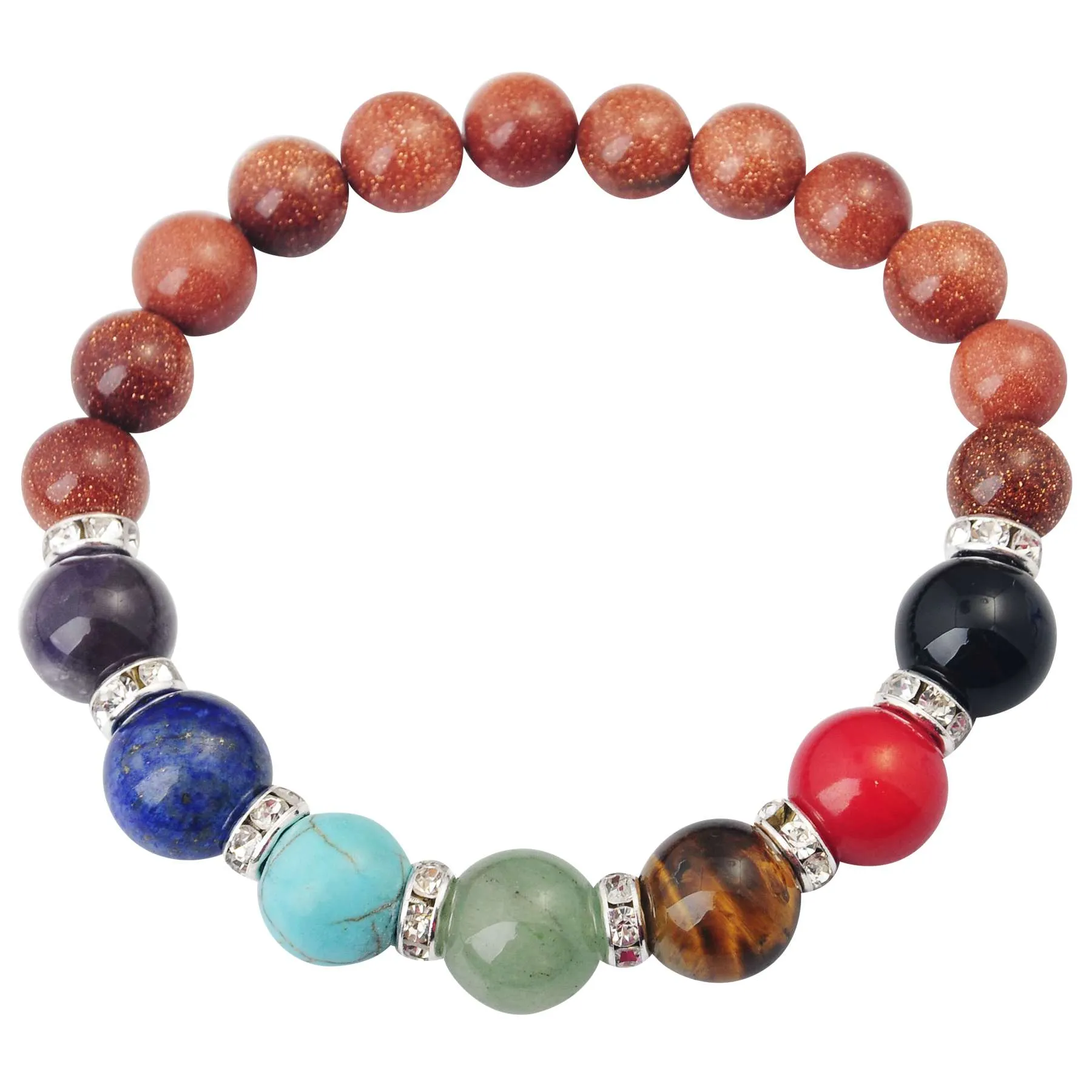 Joya Gift 14SB1037-8MM braccialetto di perline di quarzo rosa naturale 7 Chakra pietra preziosa cristallo guarigione Reiki braccialetto di gioielli da donna Shippi257R