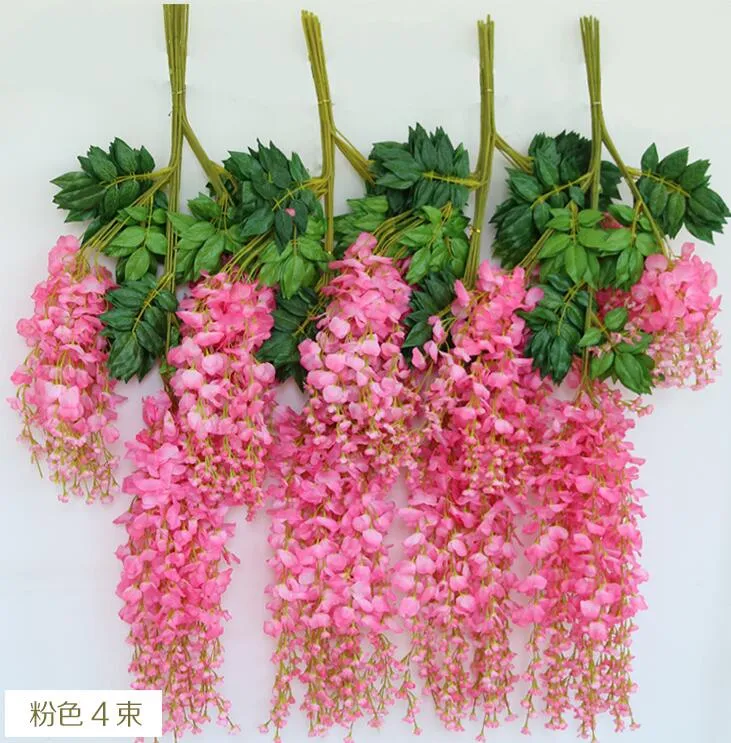 Fiori di edera artificiale Fiore di seta Glicine Fiore di vite Rattan centrotavola di nozze Decorazioni Bouquet Ghirlanda Ornamento la casa IF01