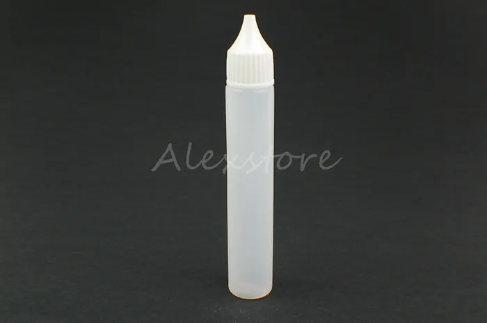 30 ml tomma flaskor Slim Pen Style E-Liquid E Juice Oil Plastic Pe Bottle Long Thin Tip Droper Droper Bottle White Black Caps