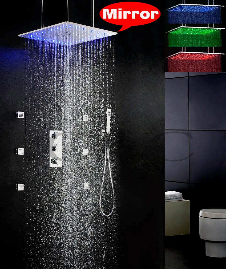 LED Shower Head Set - Temp Control, Color Changing Rain Shower, Best ...