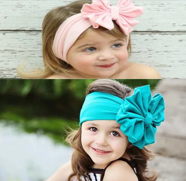 15% OFF Cerca de 18 * 5,5 cm Venda quente Meninas Kids Baby Big Bow Headband Headband Stretch Turban Nó cabeça Envoltório 