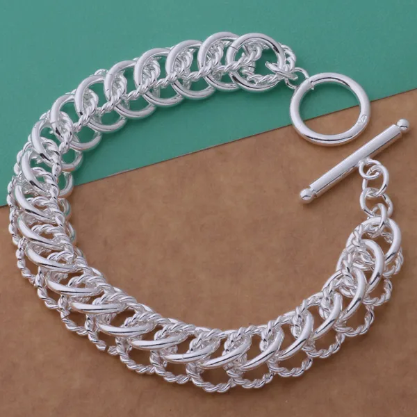 Fashions Jewelry Manufacturer925 Sterling Silver multi circle link Bracelets fashion jewelry Bracelets jewelry factory price