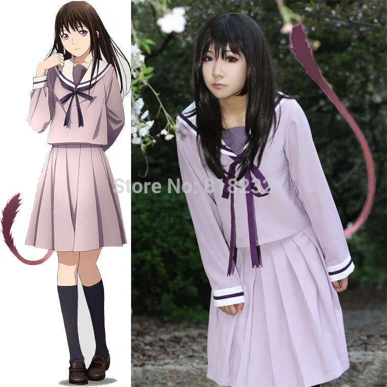 Hot Anime Noragami Yukine Iki Hiyori Skolan Uniform Sailor Suit Outfit Cosplay Kostymer Sailor Dress Cosplay