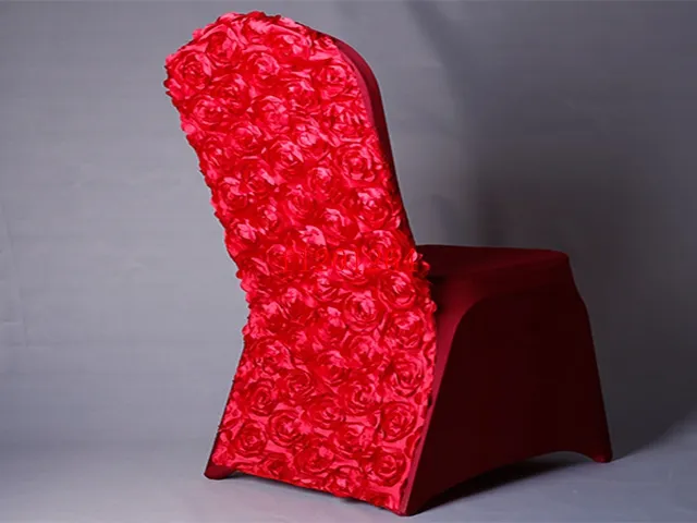 100 sztuk / partia Darmowa Wysyłka New Arrival Universal Rose Satin Spandex Krzesło Pokrywy Okładki Z Kwiatem Satynowym W Bankiet Party Wedding Party