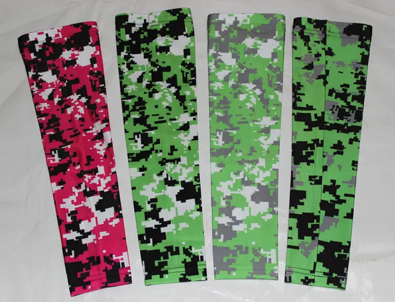 wholesale outdoor cancer Moisture Wicking Compression Sports Digital Camo arm sleeve Baseball Flames pink ribbon sleeves 138 colors 7 sizes