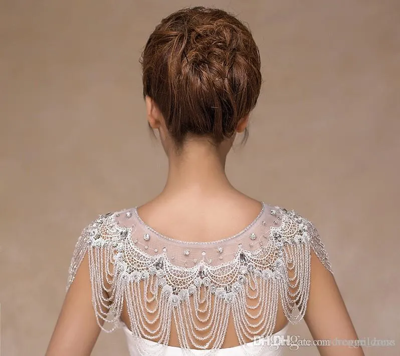 Bling Bling di alta qualità sposa spalla catena perline nuziali cristalli involucri da sposa collana di moda da sposa gioielli da sposa Rhinesto326Z