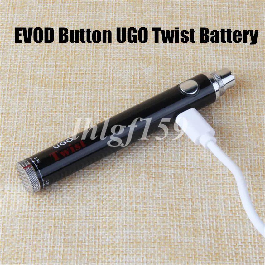 MOQ 1st Ecig 510 Vape Pen Batteri Ego C UGO Twist Batterier EVOD Variabel spänning 3,2-4,8V USB Passthrough Vaporizers