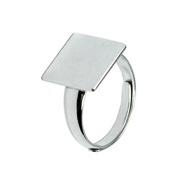 BLANDS Square Beadsnice Blanks 925 Ring Sterling Silver Ring Range avec 12 mm carré PAD FLAT DIY NOUVELLE ANNE CADEL