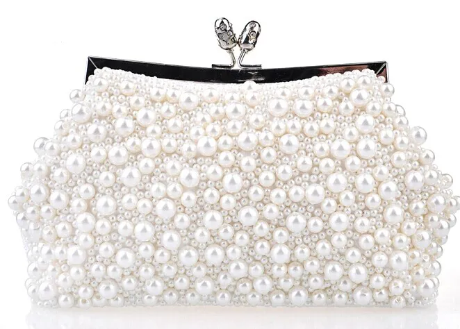 Neue Mode Zwei Ketten Frauen Perle Abendtasche Kupplung Wunderschöne Braut Hochzeit handtasche Kostenloser Versand